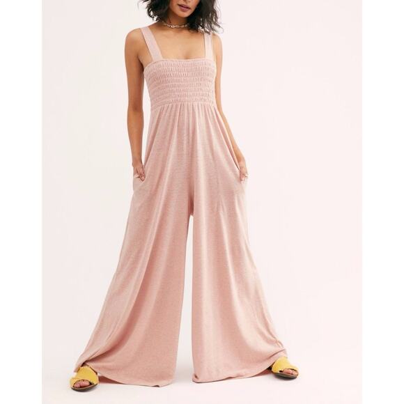 Free People Pants - Free People Beach Homecoming Sunbath Linen Wide Leg Jumpsuit